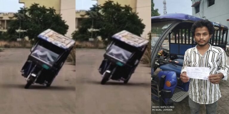 फिल्मी स्टाईल में ई-रिक्शा चालक ने किया स्टंट, 3 हजार भरना पड़ा जुर्माना